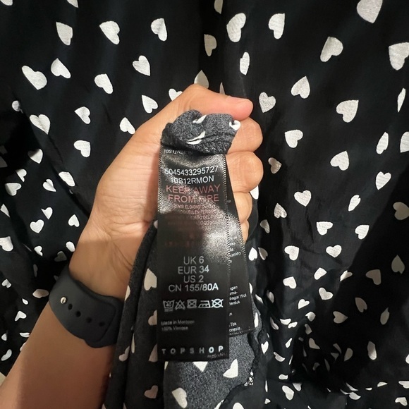 Topshop Heart Print Midi Wrap Dress Black White size 2 - Picture 6 of 10